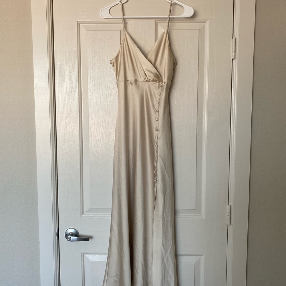 Zara Off White Silk Slip Midi Dress